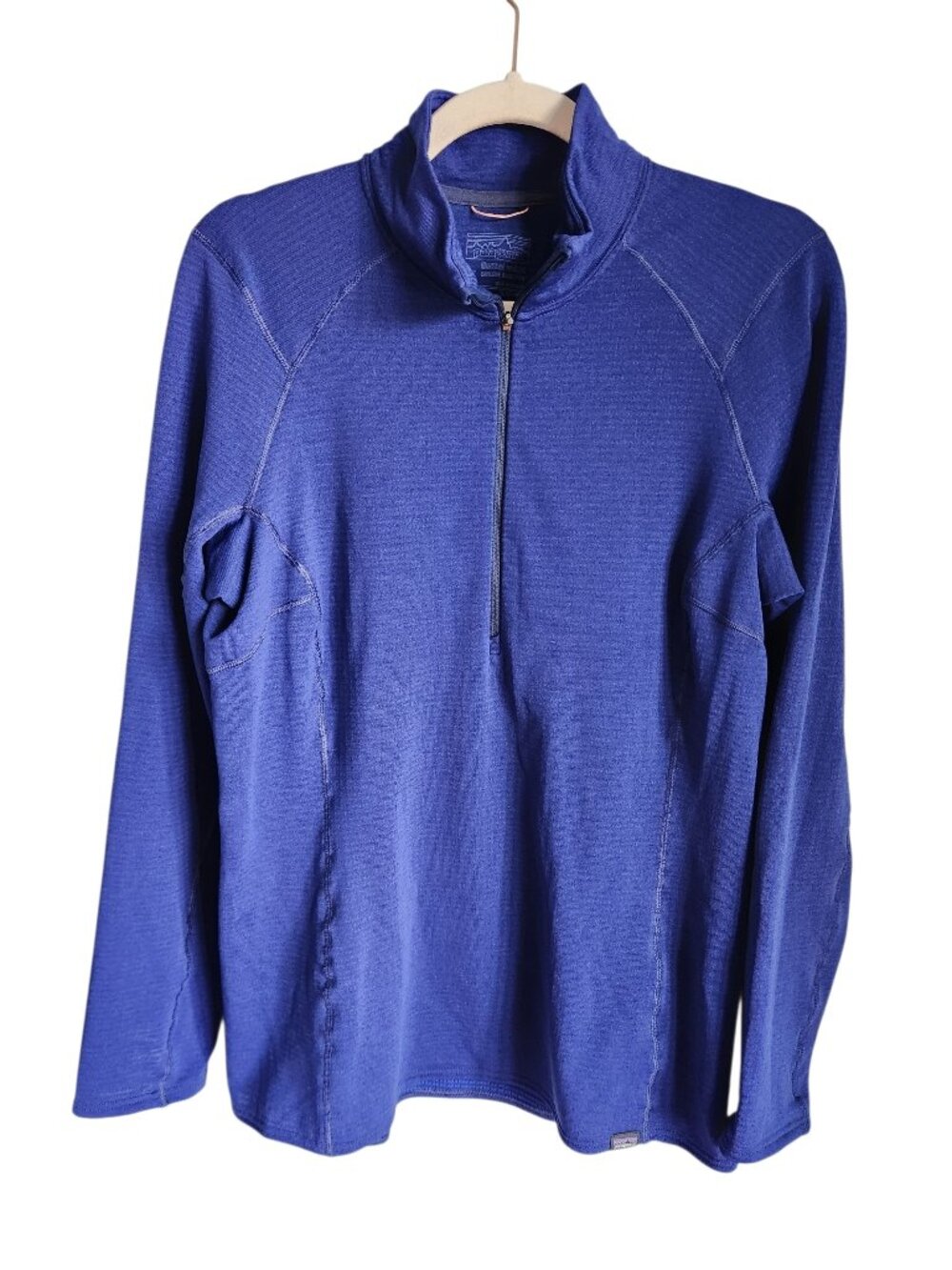 Patagonia Shirt Blue Large Women's Capilene Thermal Weight Zip Neck Baselayer